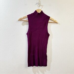 Madewell Ribbed Mock-neck‎ Sweater Tank in Wine Size Small